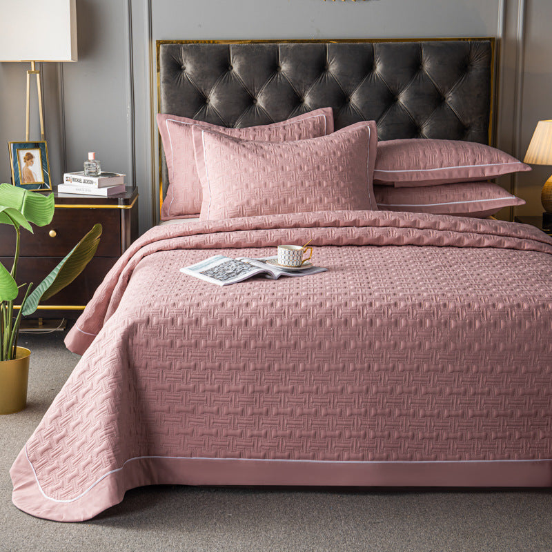 Quilted Bed Cover Three-piece Solid Color
