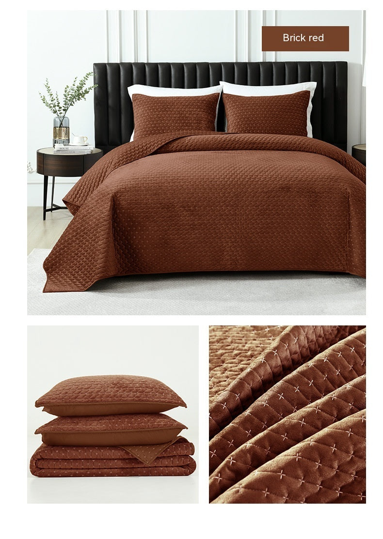 Pure Polyester Flannel Three-piece Bed Cover Set