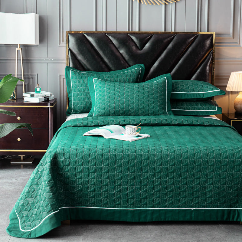 Quilted Bed Cover Three-piece Solid Color