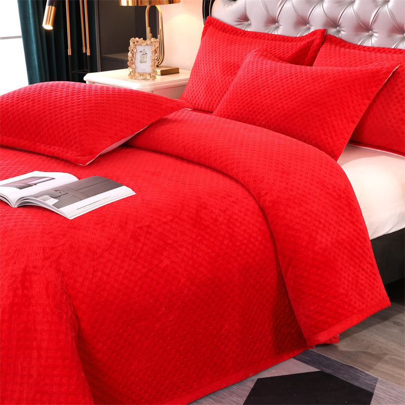 Milk Fiber Pure Color Quilted Bedspread