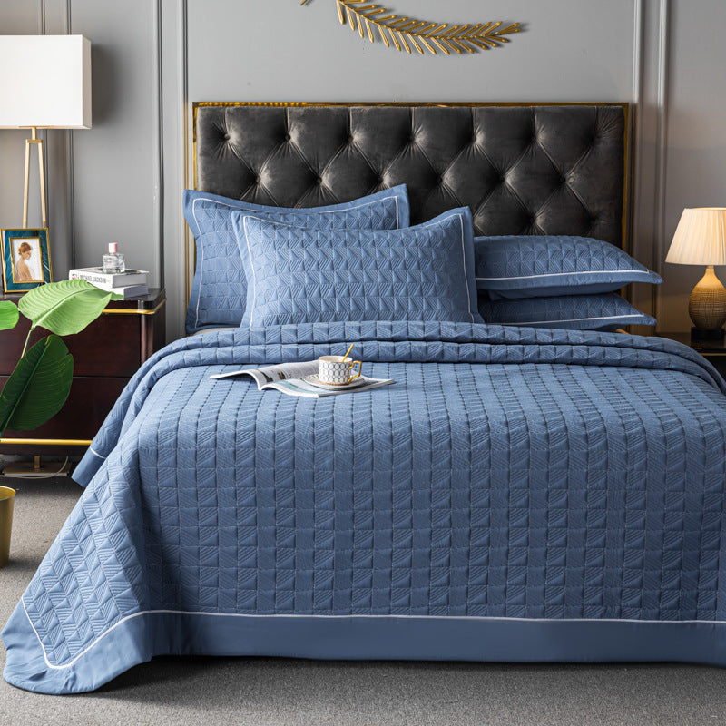 Quilted Bed Cover Three-piece Solid Color