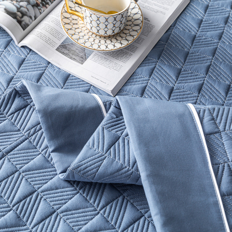 Quilted Bed Cover Three-piece Solid Color