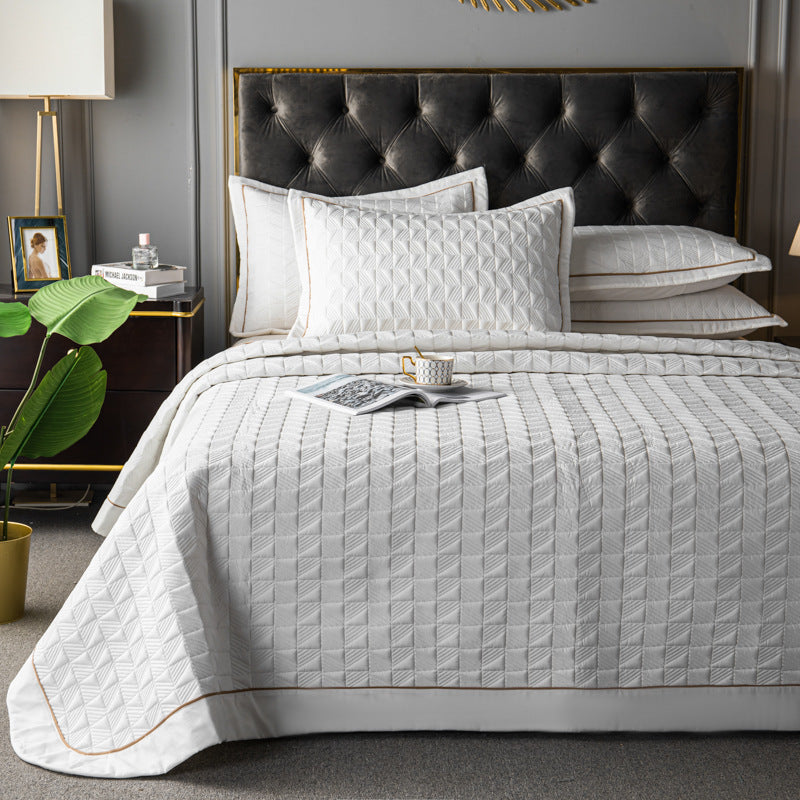 Quilted Bed Cover Three-piece Solid Color