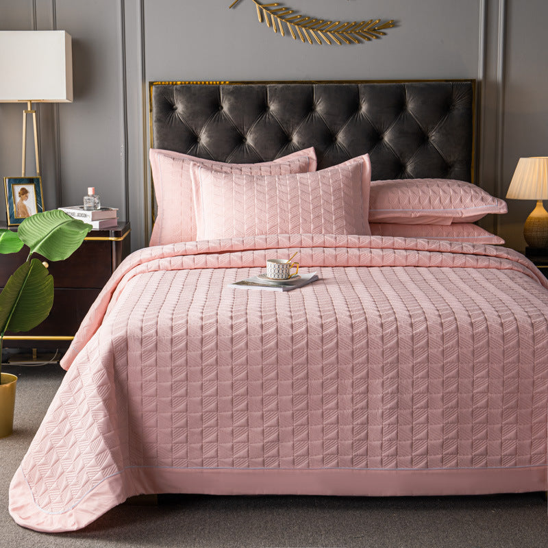 Quilted Bed Cover Three-piece Solid Color