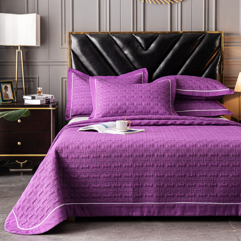 Quilted Bed Cover Three-piece Solid Color