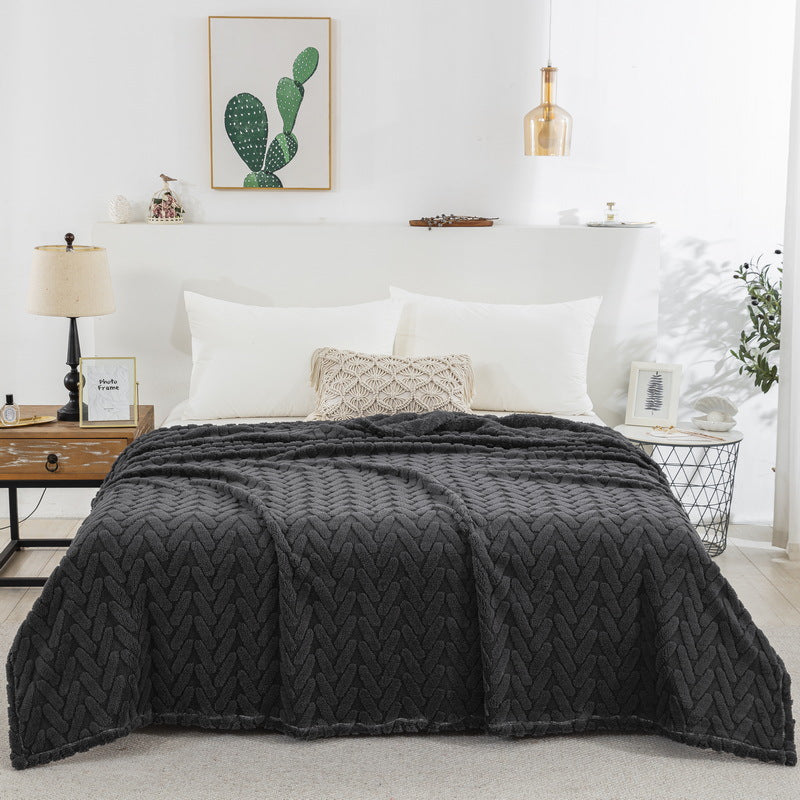 Single-layer Double-sided Jacquard Tower Velvet Blanket
