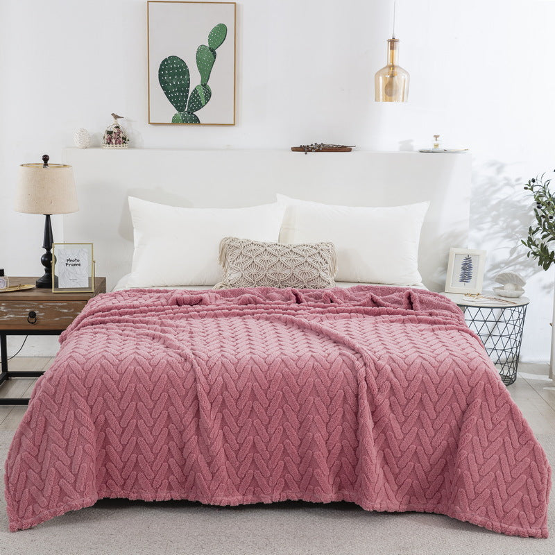 Single-layer Double-sided Jacquard Tower Velvet Blanket