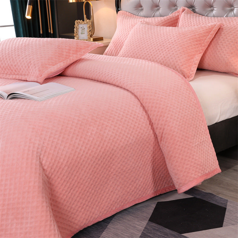 Milk Fiber Pure Color Quilted Bedspread