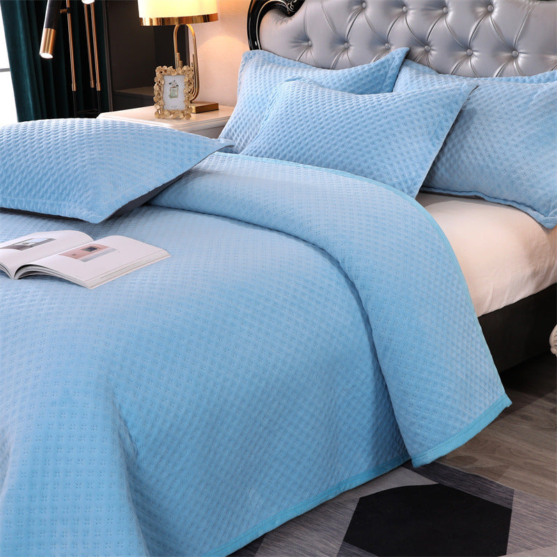 Milk Fiber Pure Color Quilted Bedspread