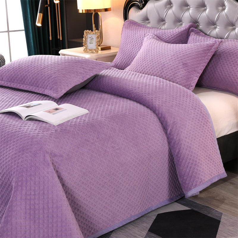 Milk Fiber Pure Color Quilted Bedspread