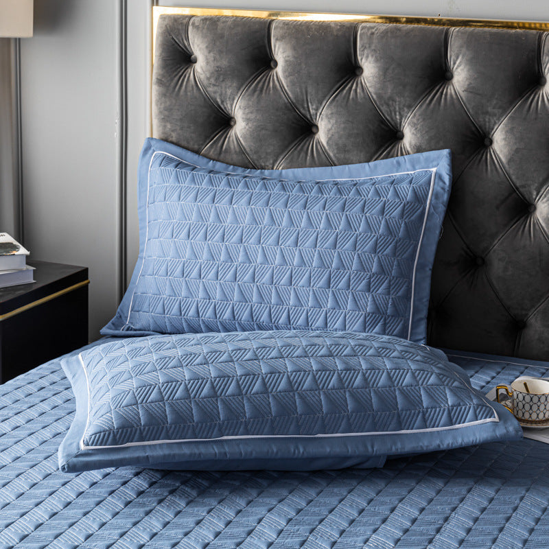 Quilted Bed Cover Three-piece Solid Color