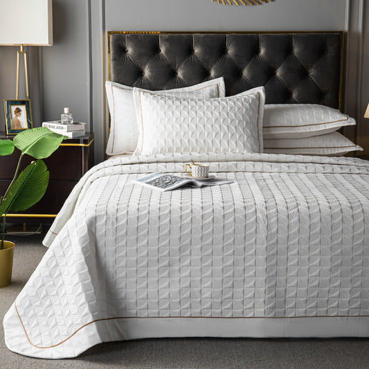 Quilted Bed Cover Three-piece Solid Color