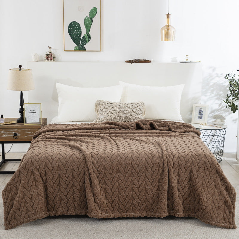 Single-layer Double-sided Jacquard Tower Velvet Blanket