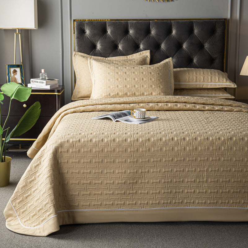 Quilted Bed Cover Three-piece Solid Color